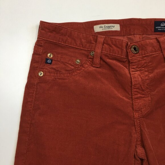 AG ADRIANO GOLDSCHMIED Rust/Brick Corduroy The Legging Super Skinny Jeans - Picture 6 of 12